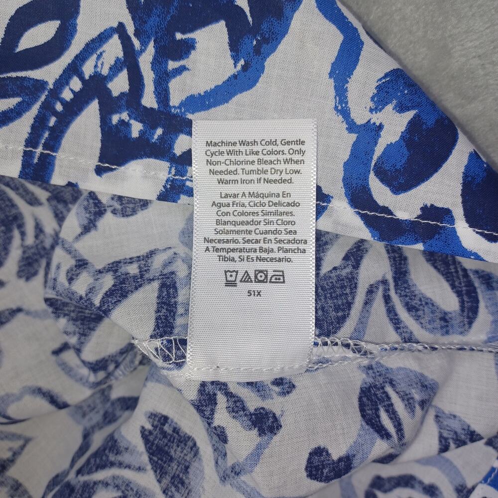 Free Assembly Women Floral Dress Cover Up XL Blue White Cotton Beach Resort - Picture 8 of 8